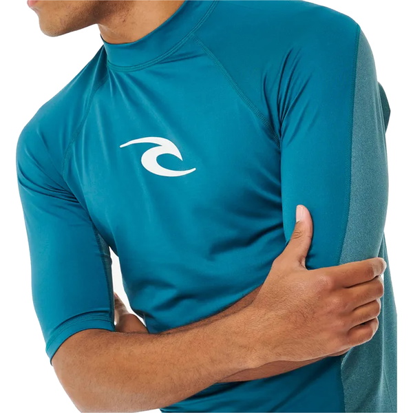 2024 Rip Curl Männer Waves UPF Performance Kurzärmelige Lycra-Weste 142MRV - Deep Ocean